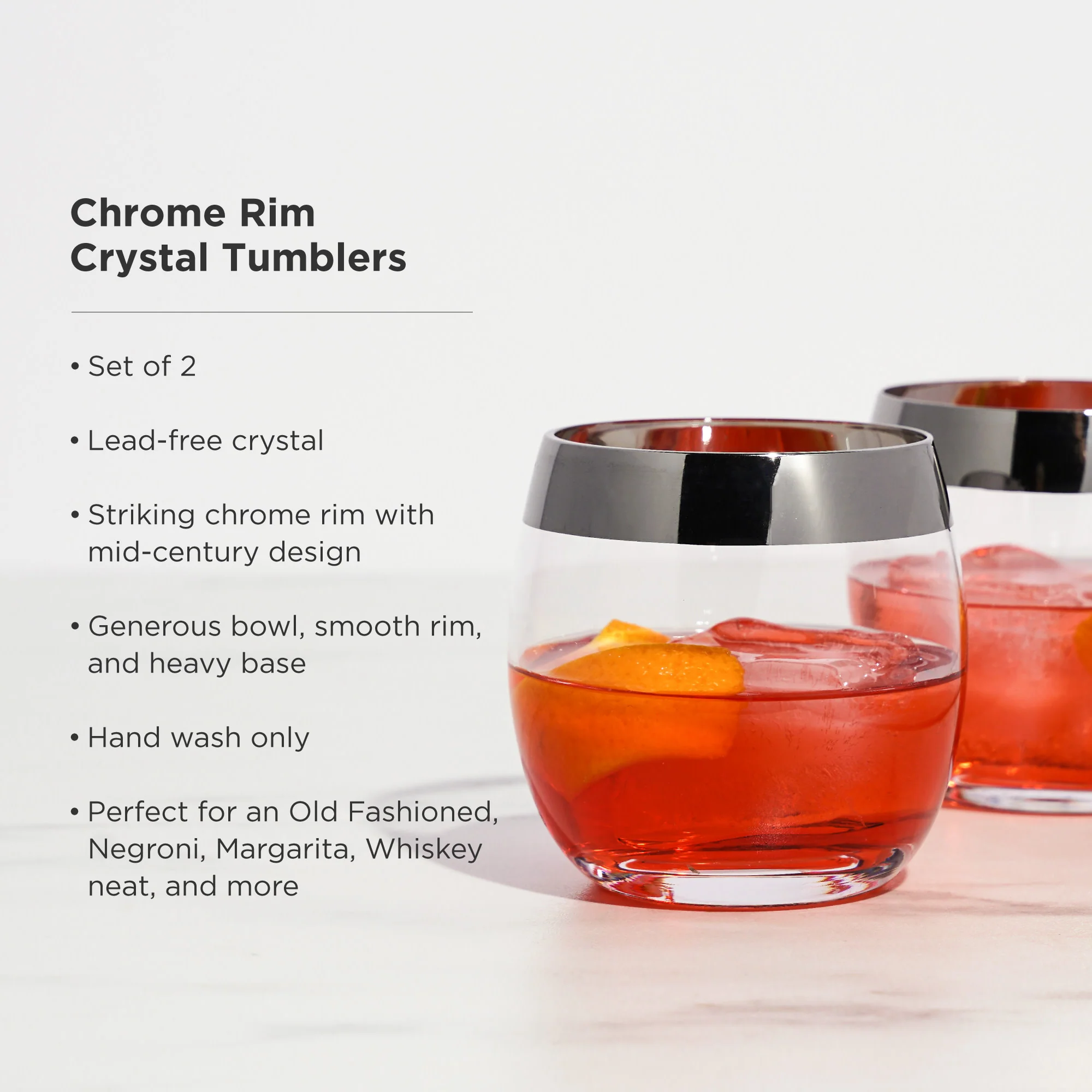 Irving Chrome-Rimmed Crystal Tumblers Set of 2 - Image 5