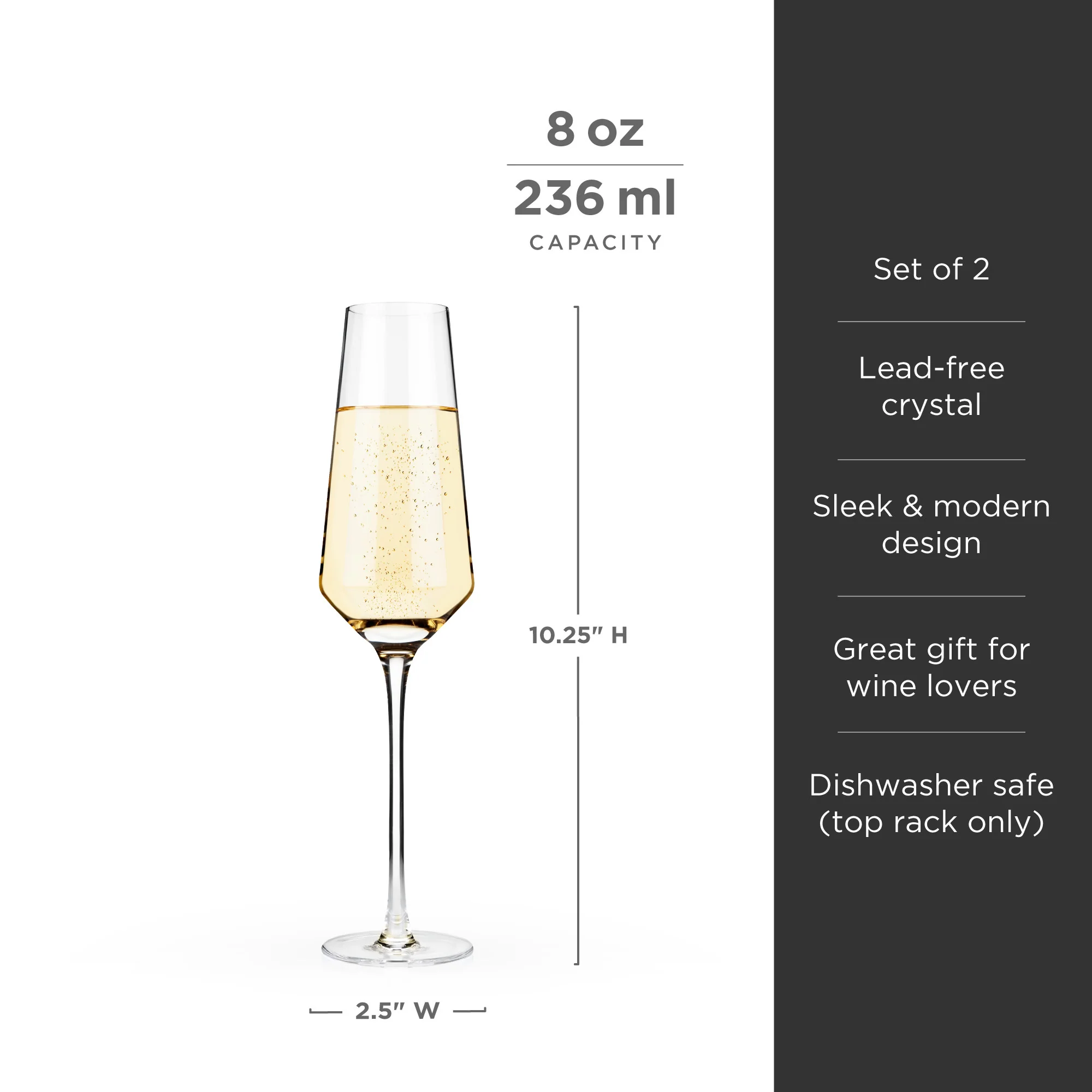 Raye Angled Crystal Champagne Flutes Set of 2 - Image 6