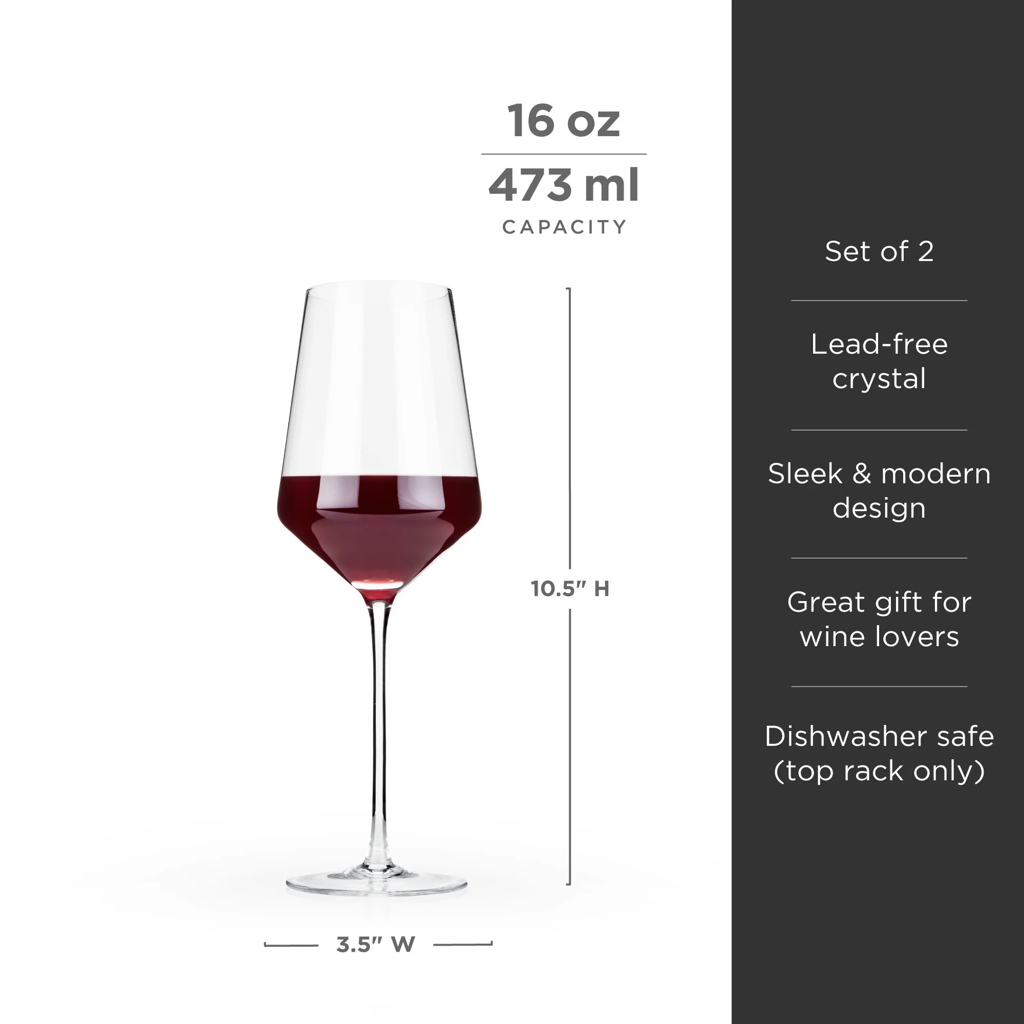 Raye Angled Crystal Bordeaux Glasses Set of 2 - Image 6