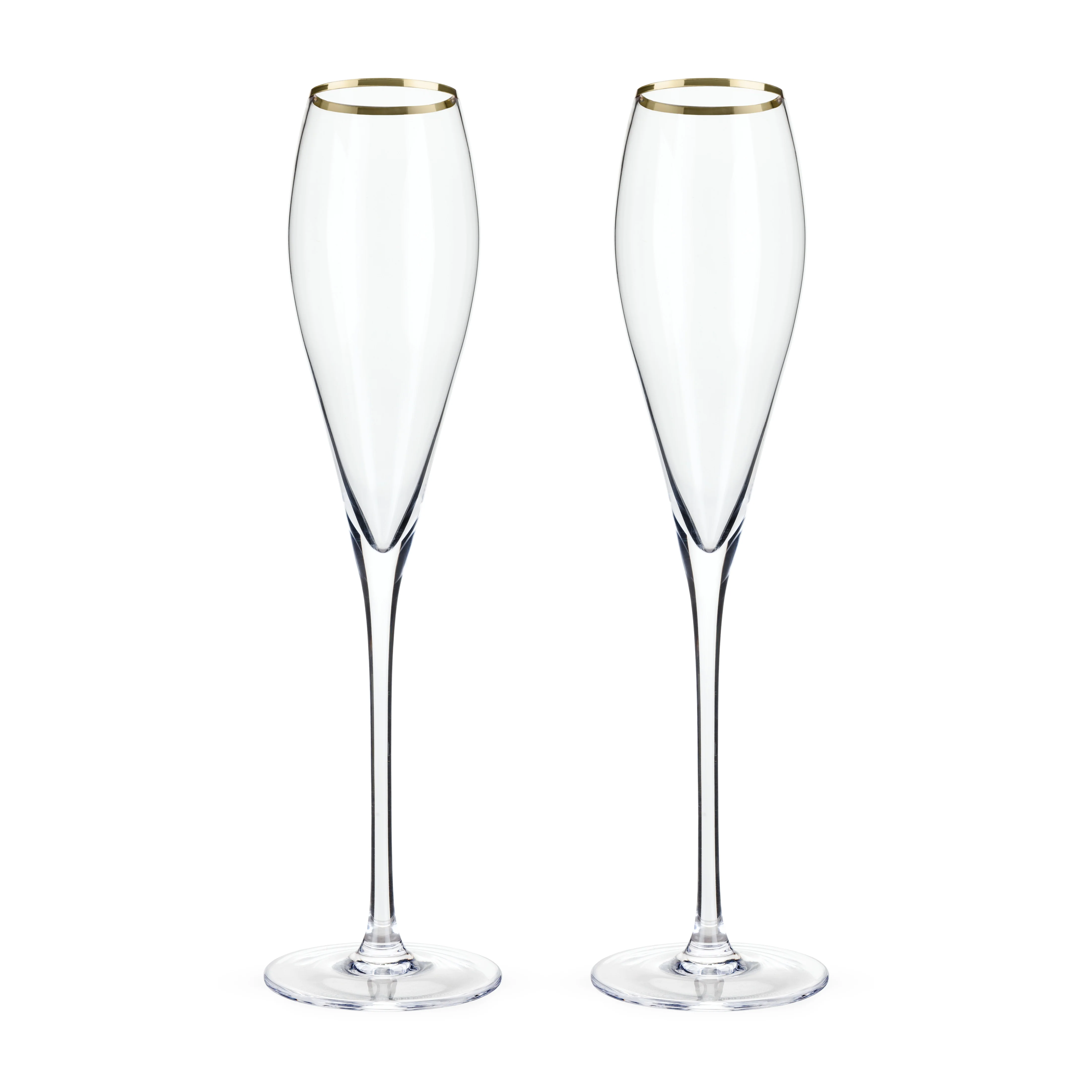 Gold-Rimmed Crystal Champagne Flutes Set of 2 - Image 3