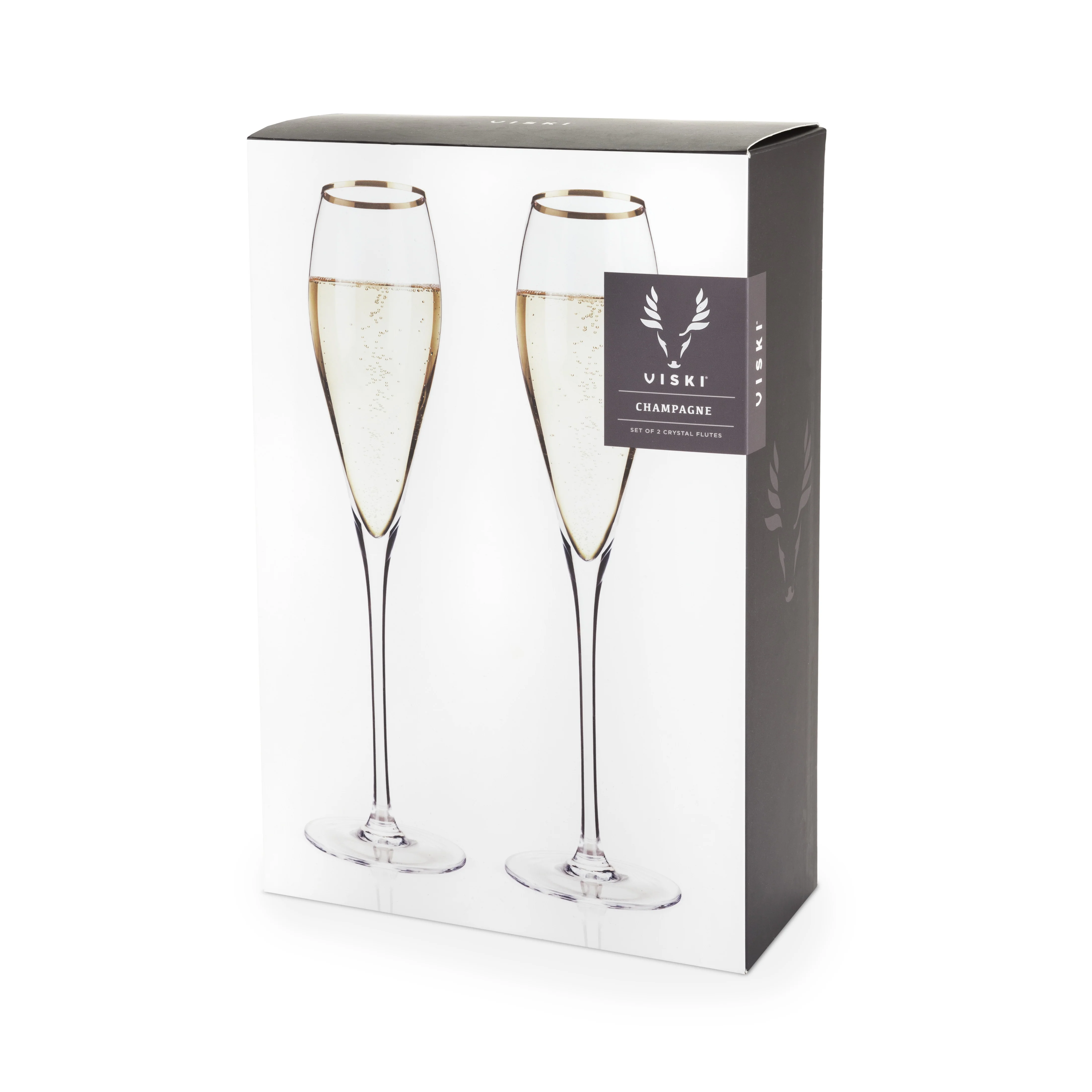 Gold-Rimmed Crystal Champagne Flutes Set of 2 - Image 6