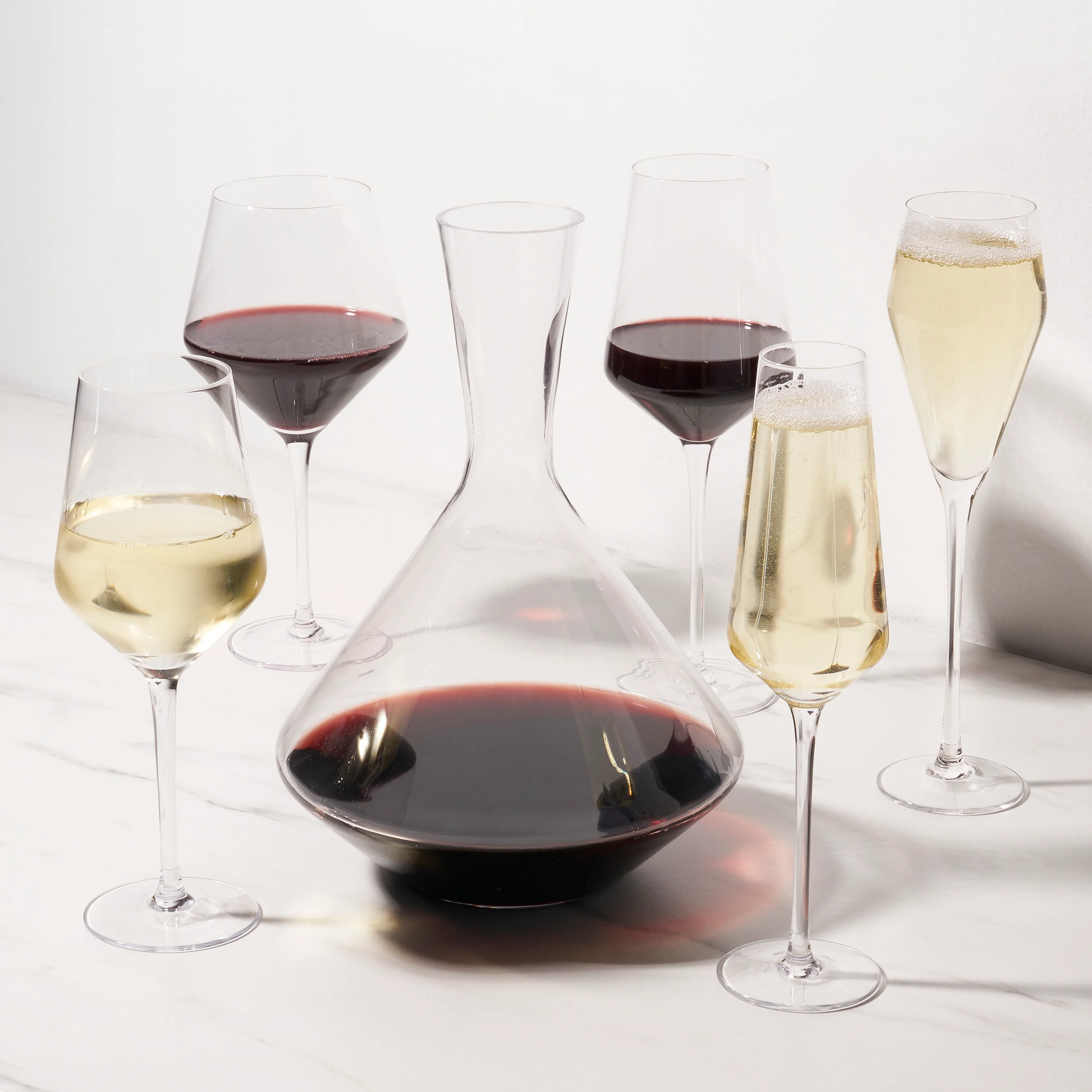 Raye Angled Crystal Bordeaux Decanter & Wine Glass Set - Image 3