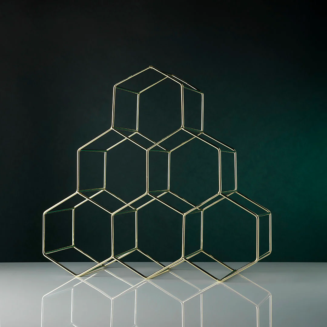 Geo Countertop Wine Rack in Gold - Image 3
