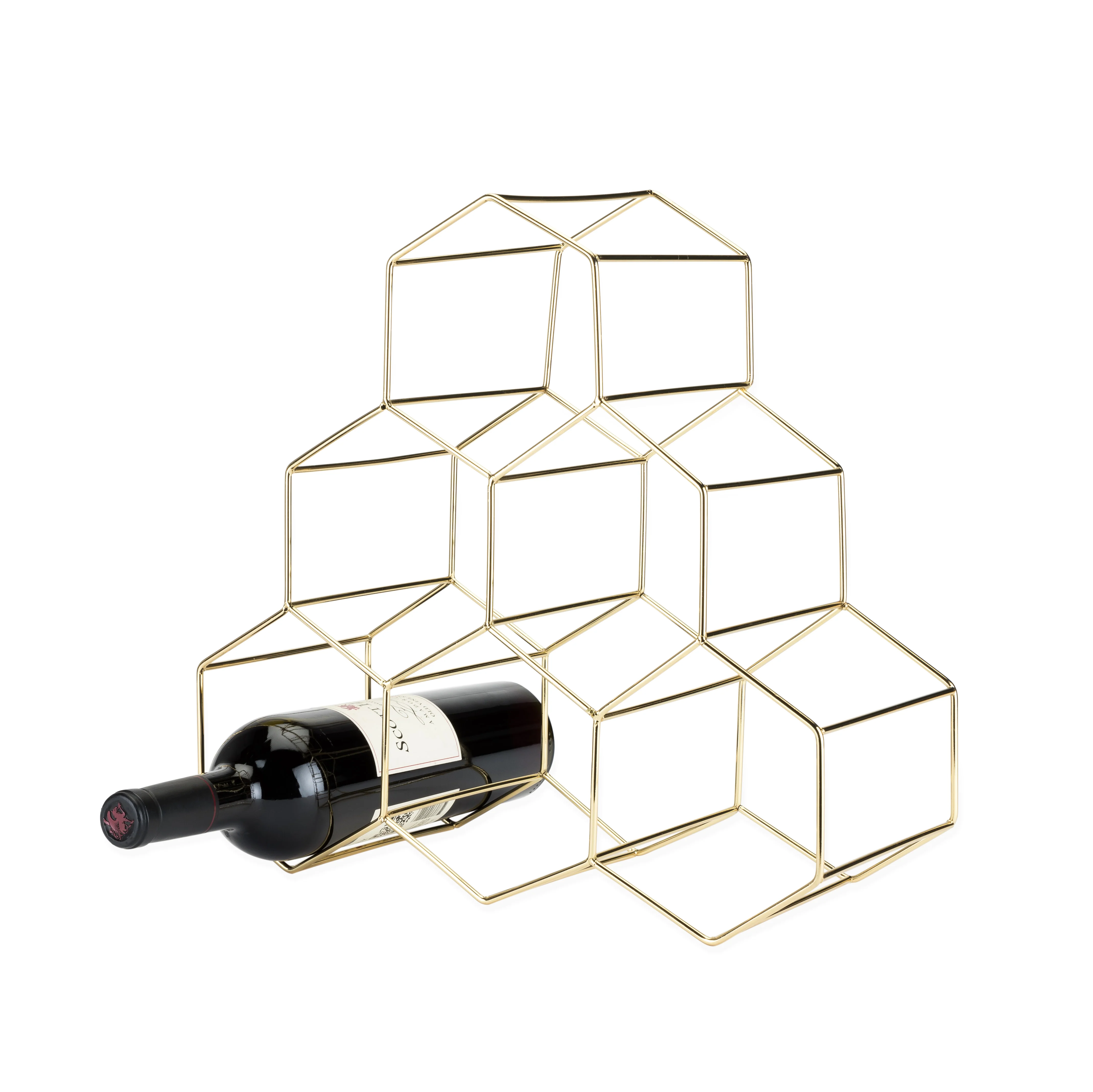 Geo Countertop Wine Rack in Gold - Image 4