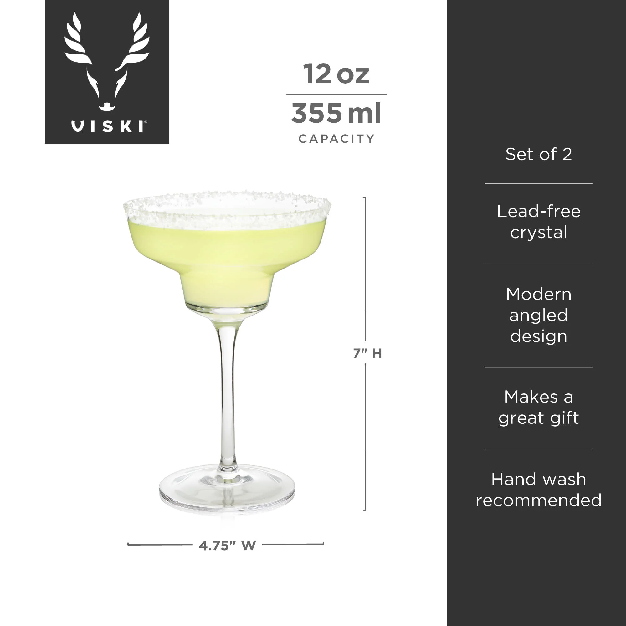 Raye Angled Crystal Margarita Glasses Set of 2 - Image 6