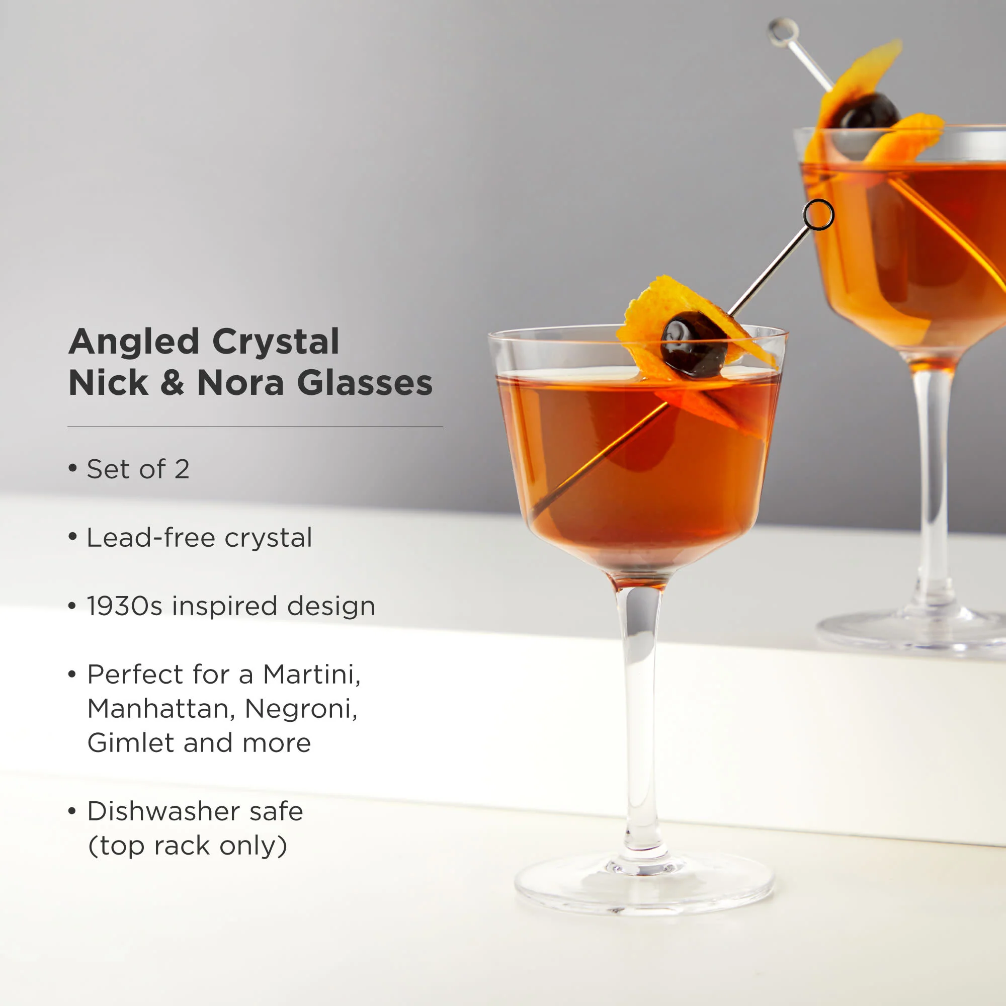 Raye Angled Crystal Nick & Nora Glasses Set of 2 - Image 5
