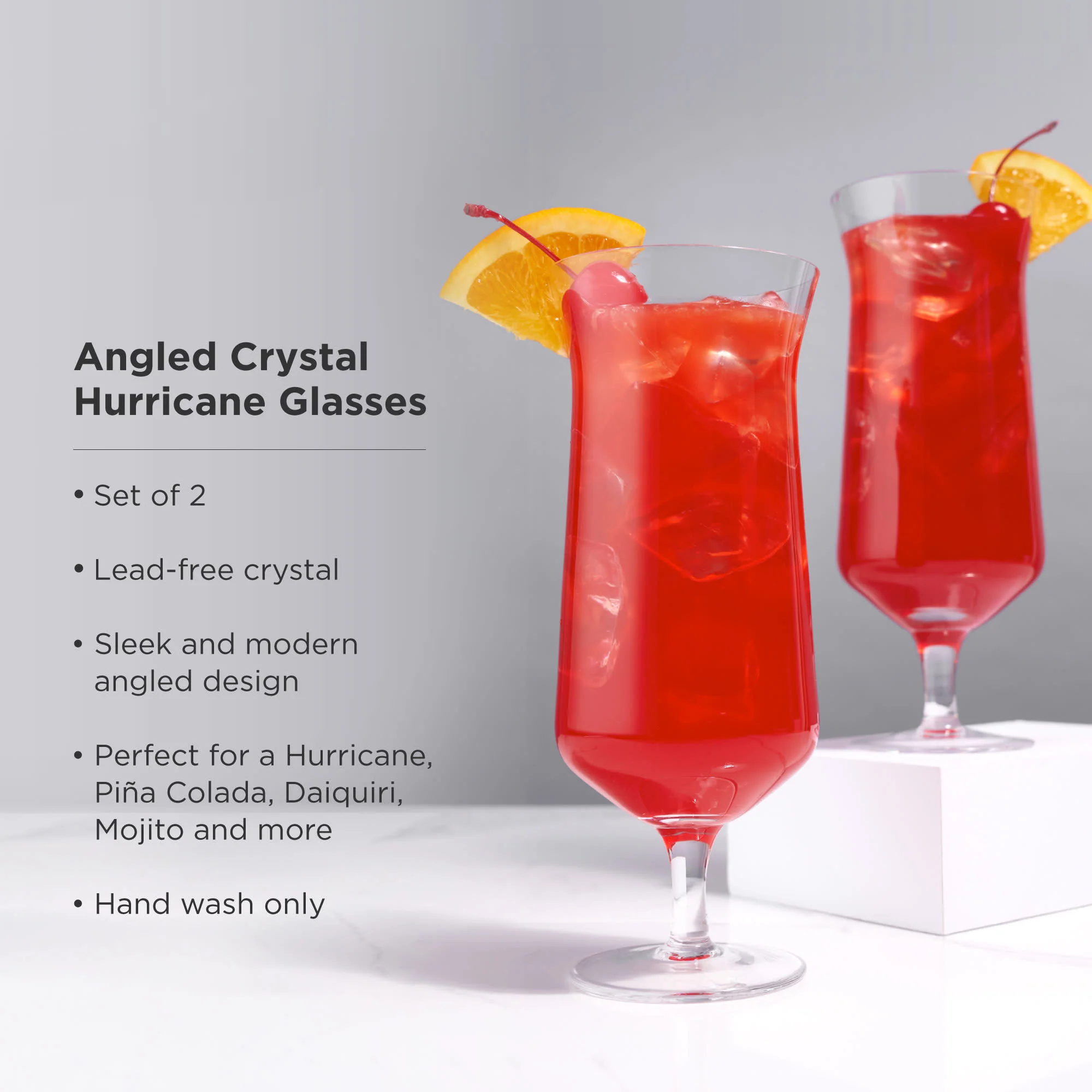 Raye Angled Crystal Hurricane Glasses Set of 2 - Image 4