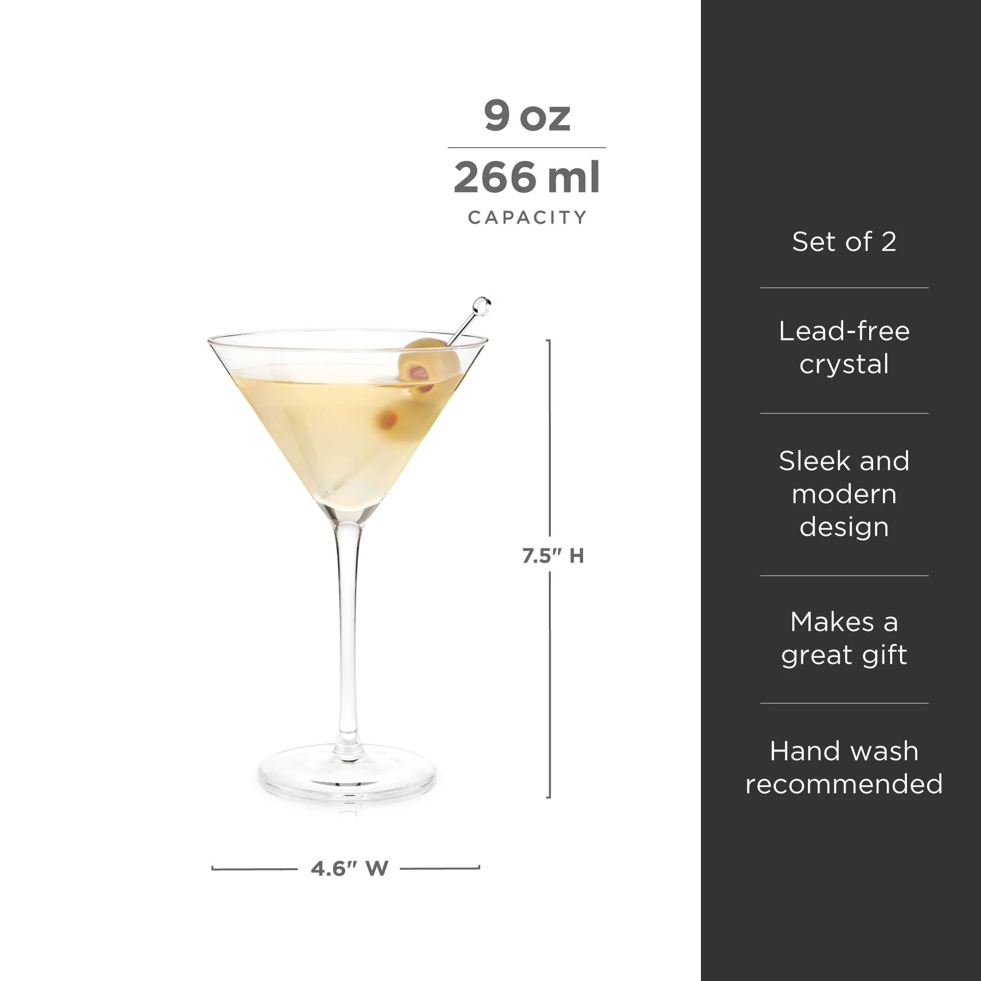 Raye Stemmed Crystal Martini Glasses Set of 2 - Image 5