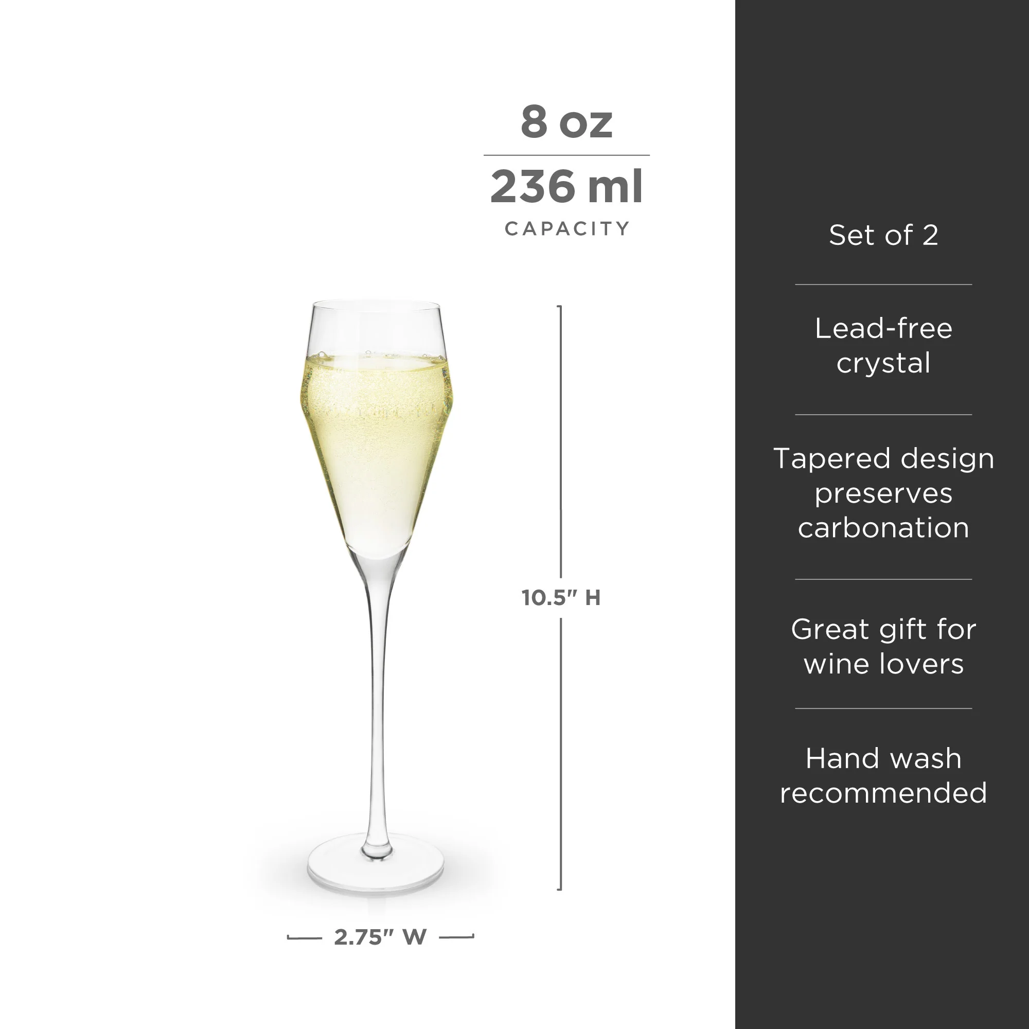 Raye Angled Crystal Prosecco Glasses Set of 2 - Image 6