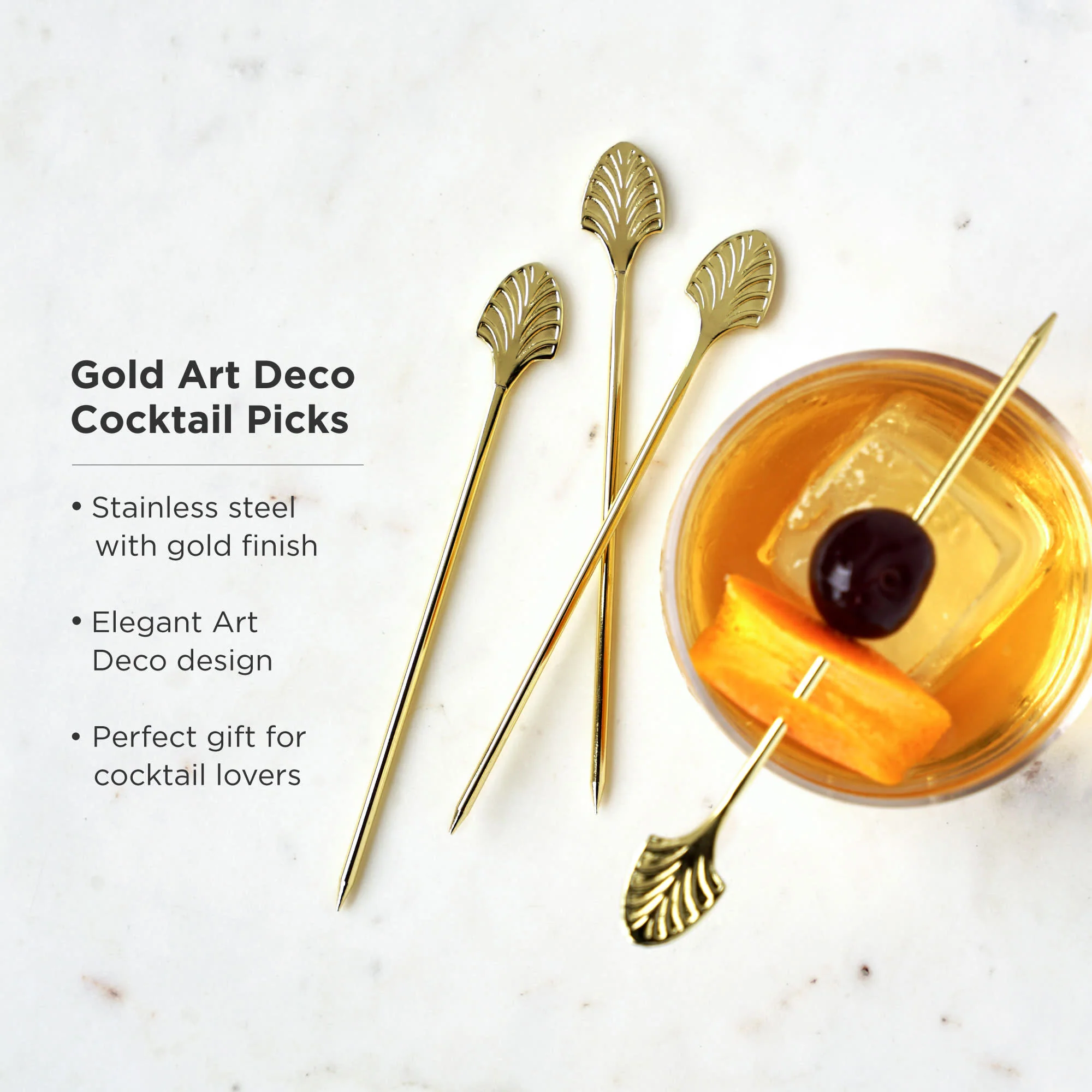 Art Deco Cocktail Picks in Gold Set of 4 - Image 5