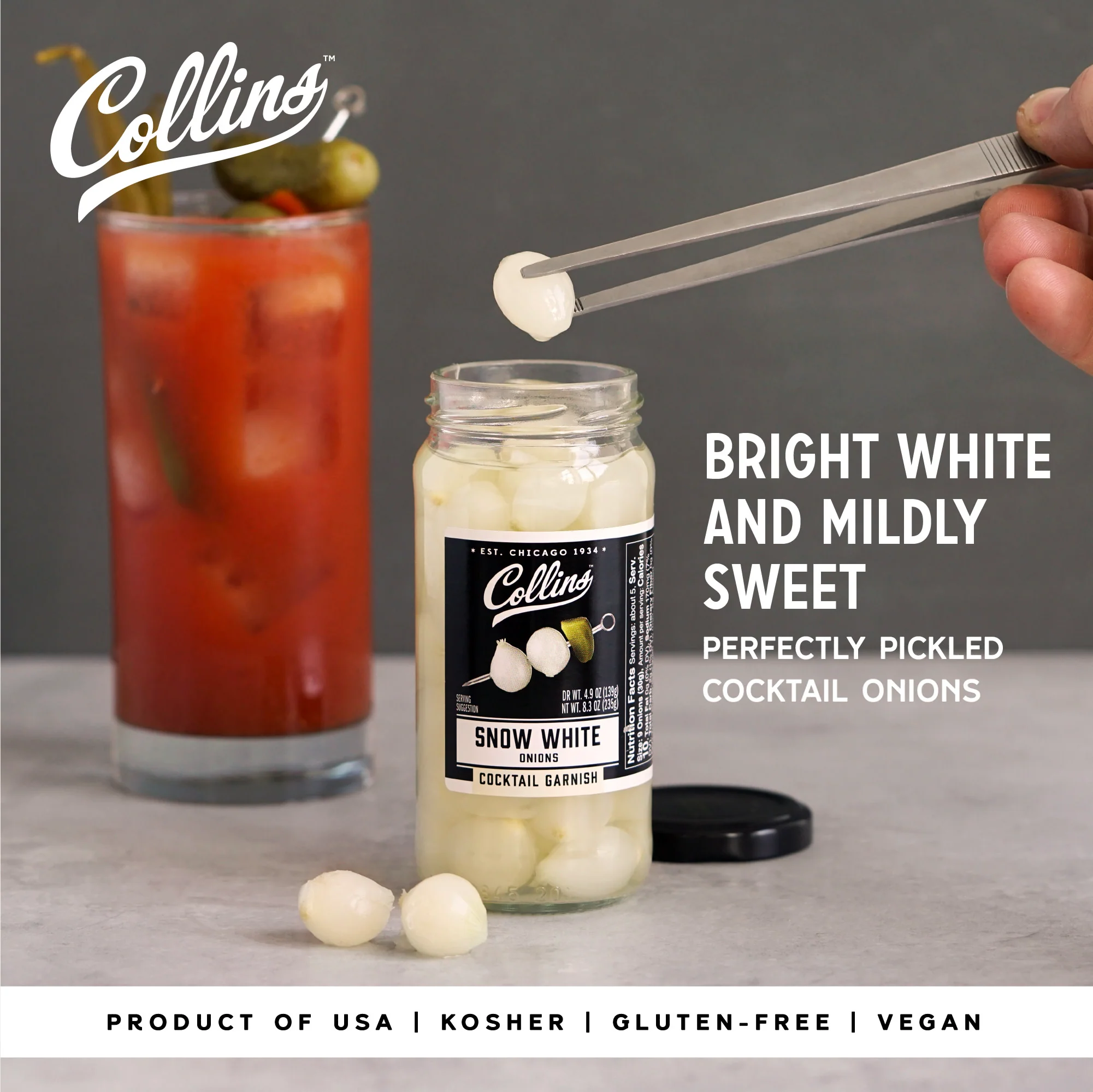 Snow White Cocktail Onions 8 oz - Image 3