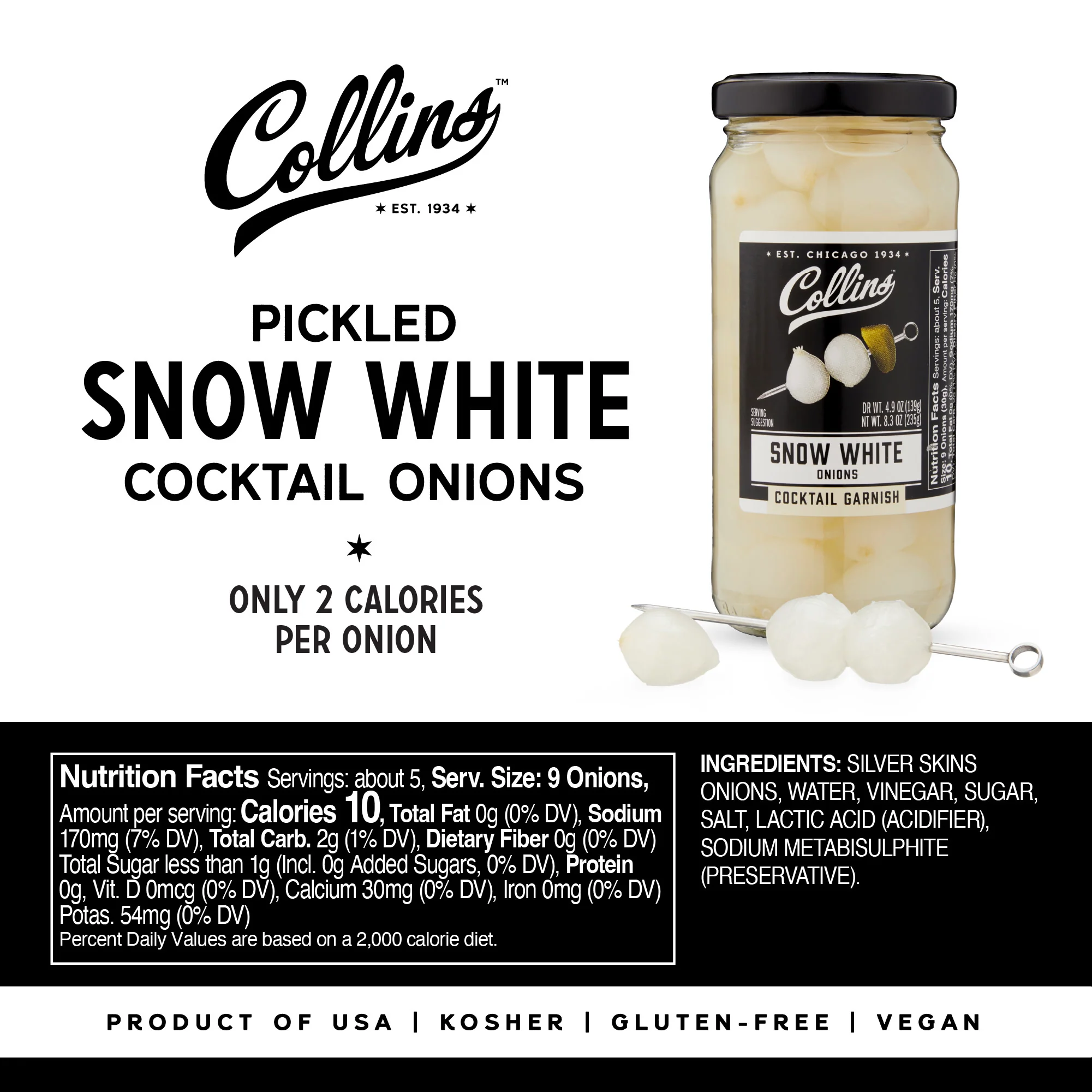 Snow White Cocktail Onions 8 oz - Image 5